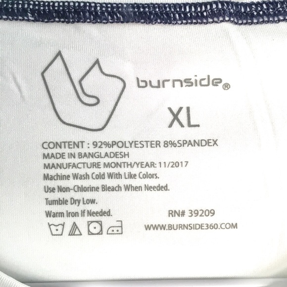 Burnside Mens Performance Long Sleeve Tee Shirt Size XLarge Blue & White - Picture 7 of 7